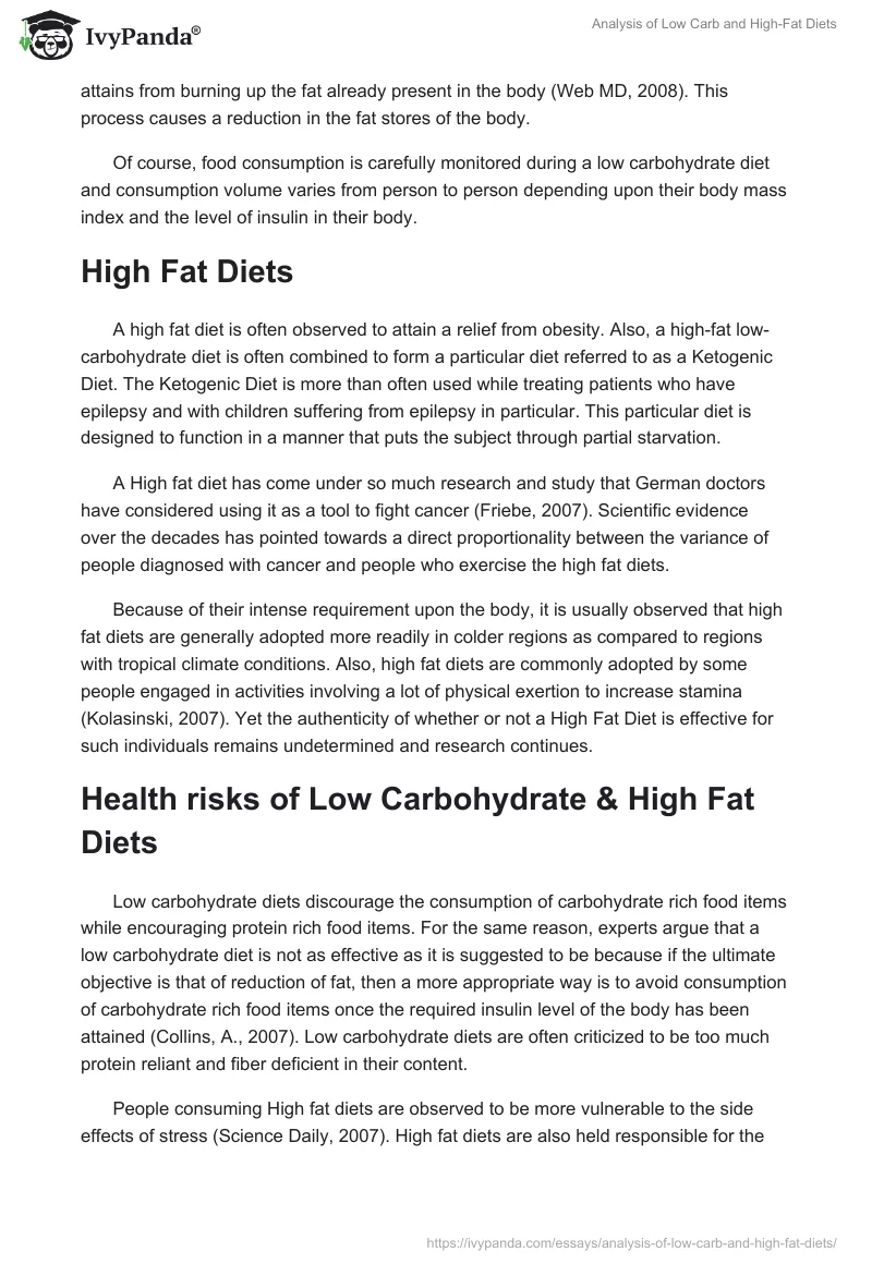 Analysis of Low Carb and High-Fat Diets. Page 2