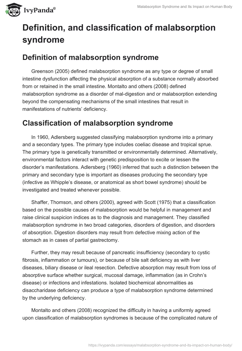 Malabsorption Syndrome and Its Impact on Human Body. Page 2