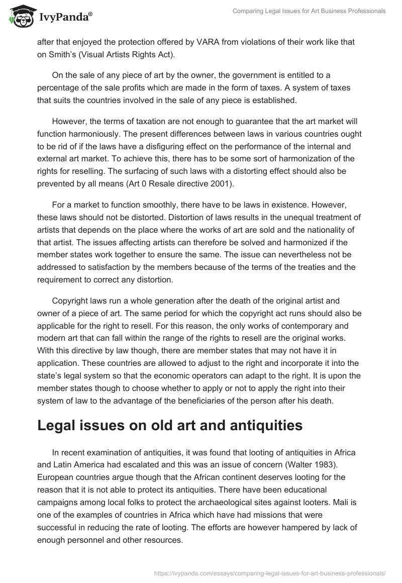 Comparing Legal Issues for Art Business Professionals. Page 4