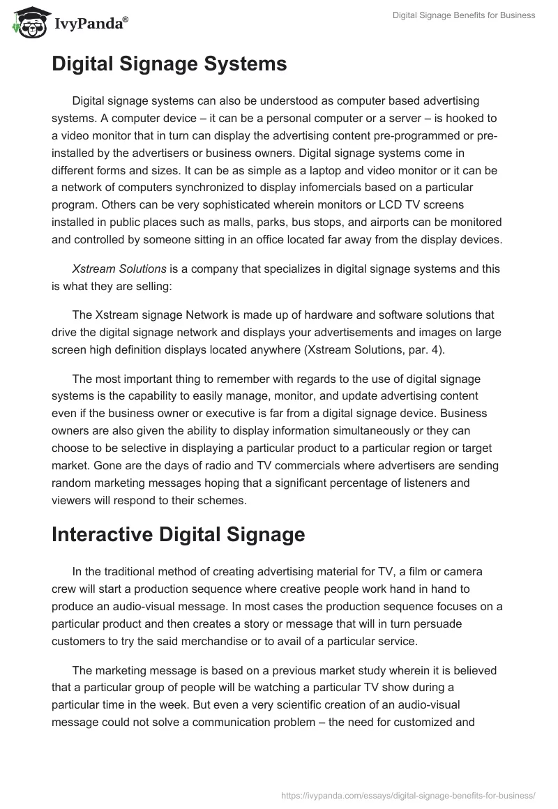 Digital Signage Benefits for Business. Page 2