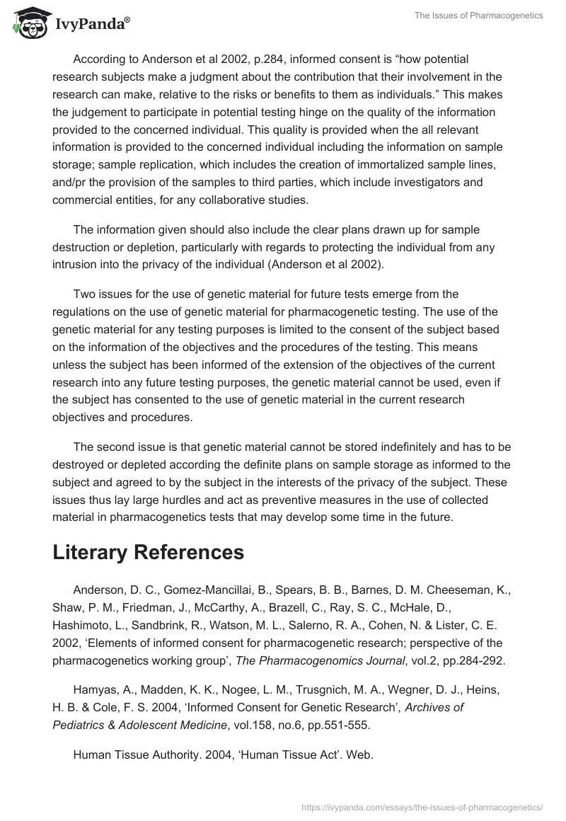 The Issues of Pharmacogenetics. Page 2