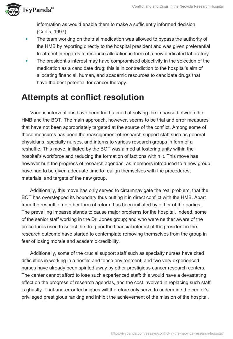Conflict and and Crisis in the Neovida Research Hospital. Page 4