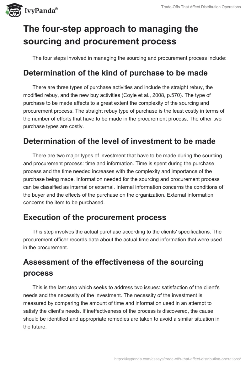 Trade-Offs That Affect Distribution Operations. Page 2