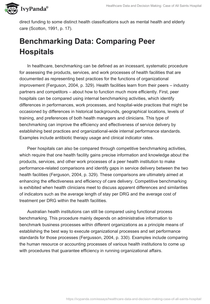 Healthcare Data and Decision Making: Case of All Saints Hospital. Page 5