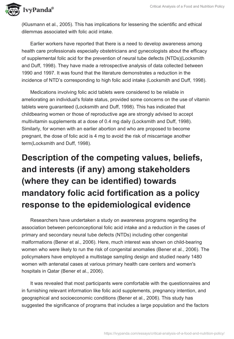 Critical Analysis of a Food and Nutrition Policy. Page 3