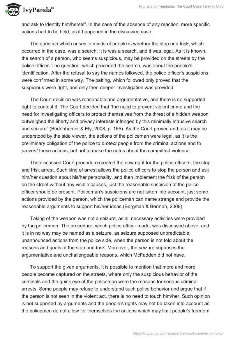 Rights and Freedoms: The Court Case Terry vs. Ohio. Page 2