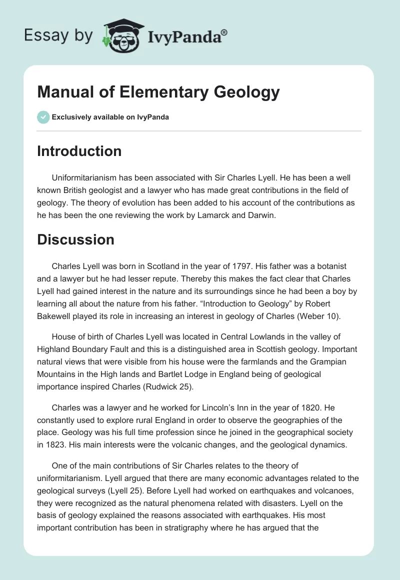 Manual of Elementary Geology. Page 1
