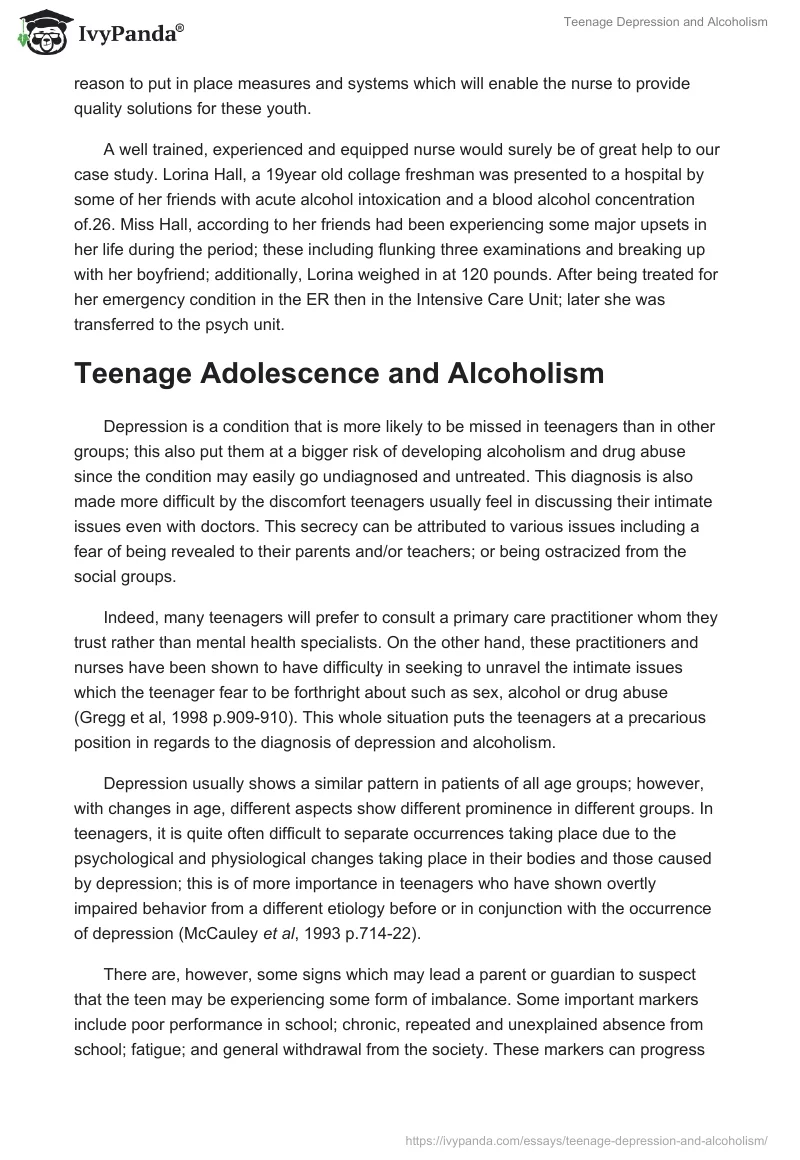 Teenage Depression and Alcoholism. Page 2