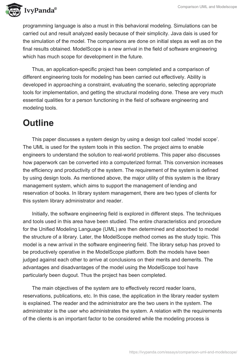 Comparison UML and Modelscope. Page 2