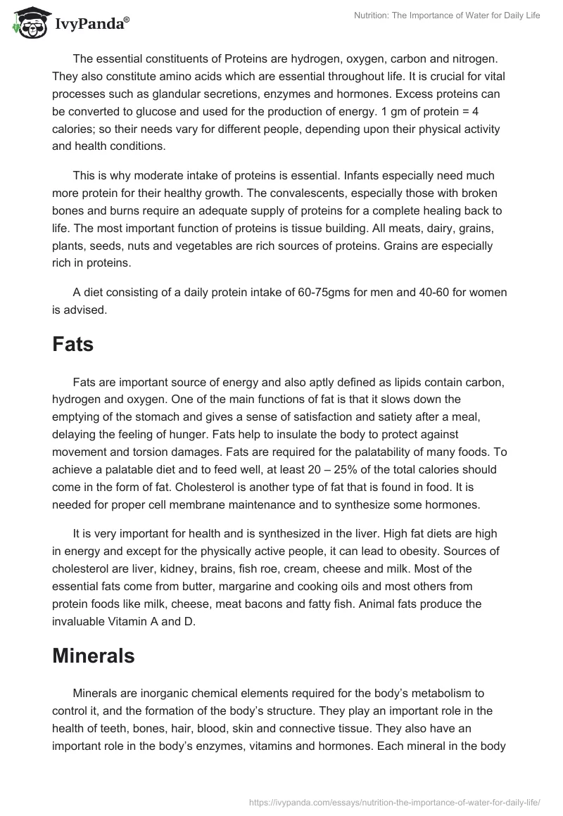 Nutrition: The Importance of Water for Daily Life. Page 3