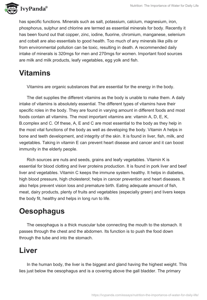 Nutrition: The Importance of Water for Daily Life. Page 4