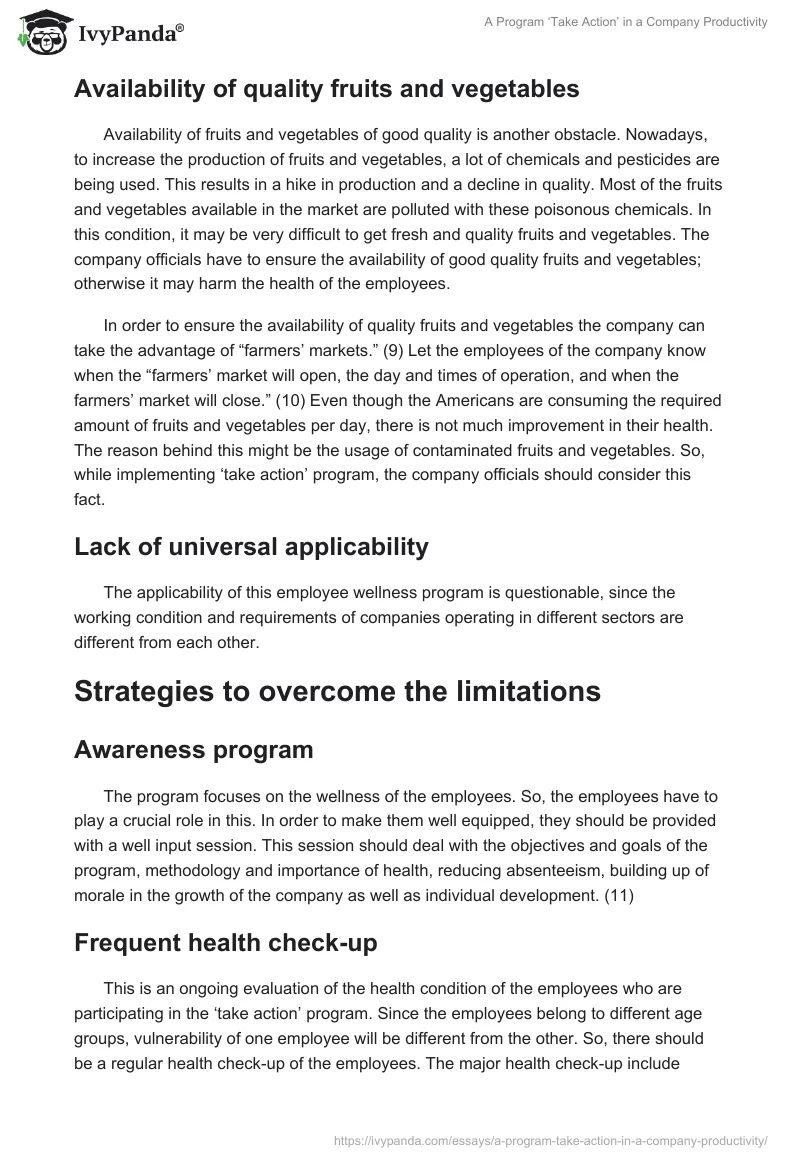 A Program ‘Take Action’ in a Company Productivity. Page 4