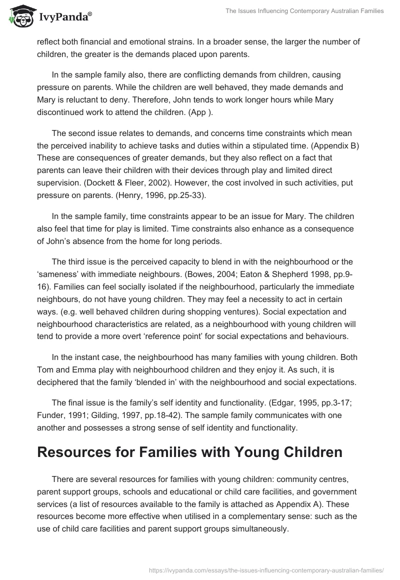 The Issues Influencing Contemporary Australian Families. Page 2