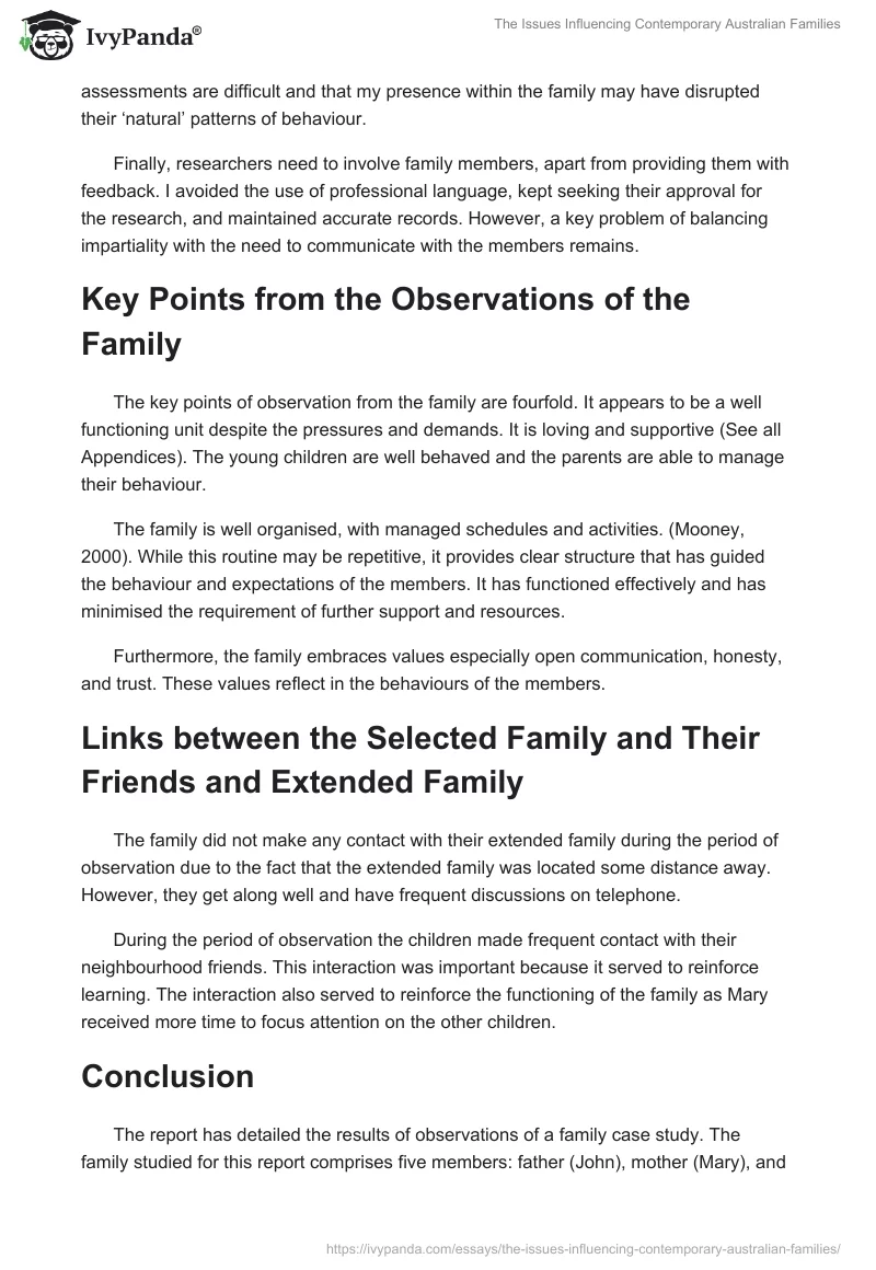 The Issues Influencing Contemporary Australian Families. Page 4
