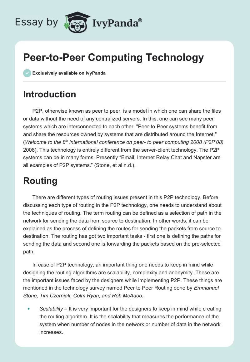 Peer-to-Peer Computing Technology. Page 1