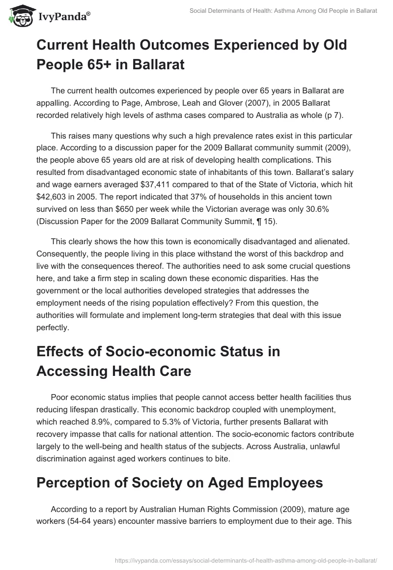 Social Determinants of Health: Asthma Among Old People in Ballarat. Page 2