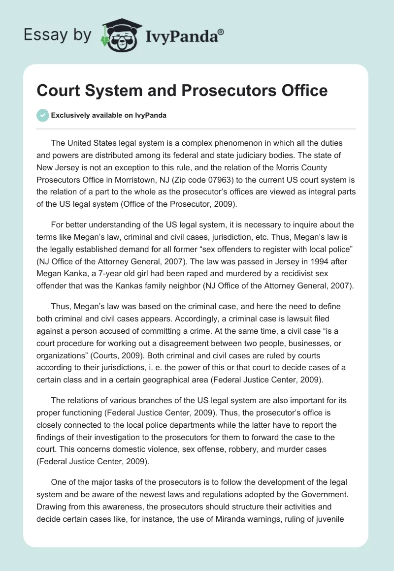 Court System and Prosecutors Office. Page 1