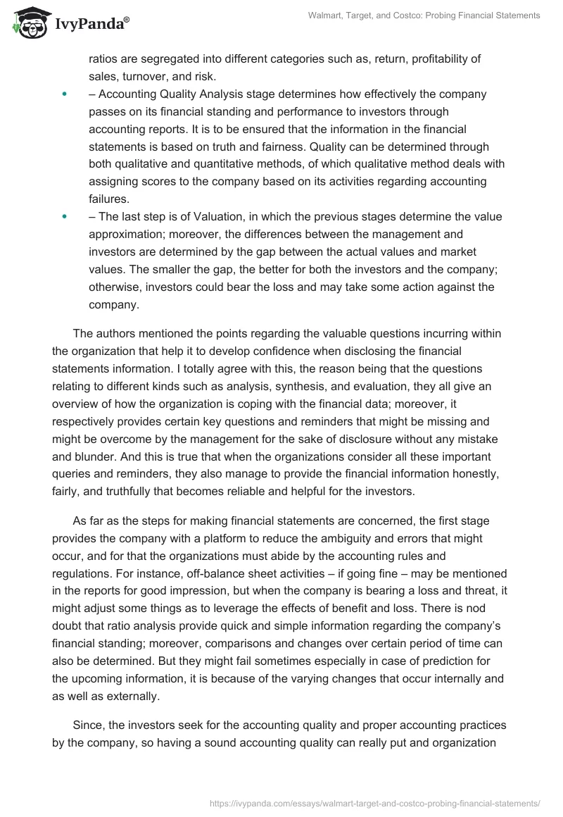 Walmart, Target, and Costco: Probing Financial Statements. Page 2
