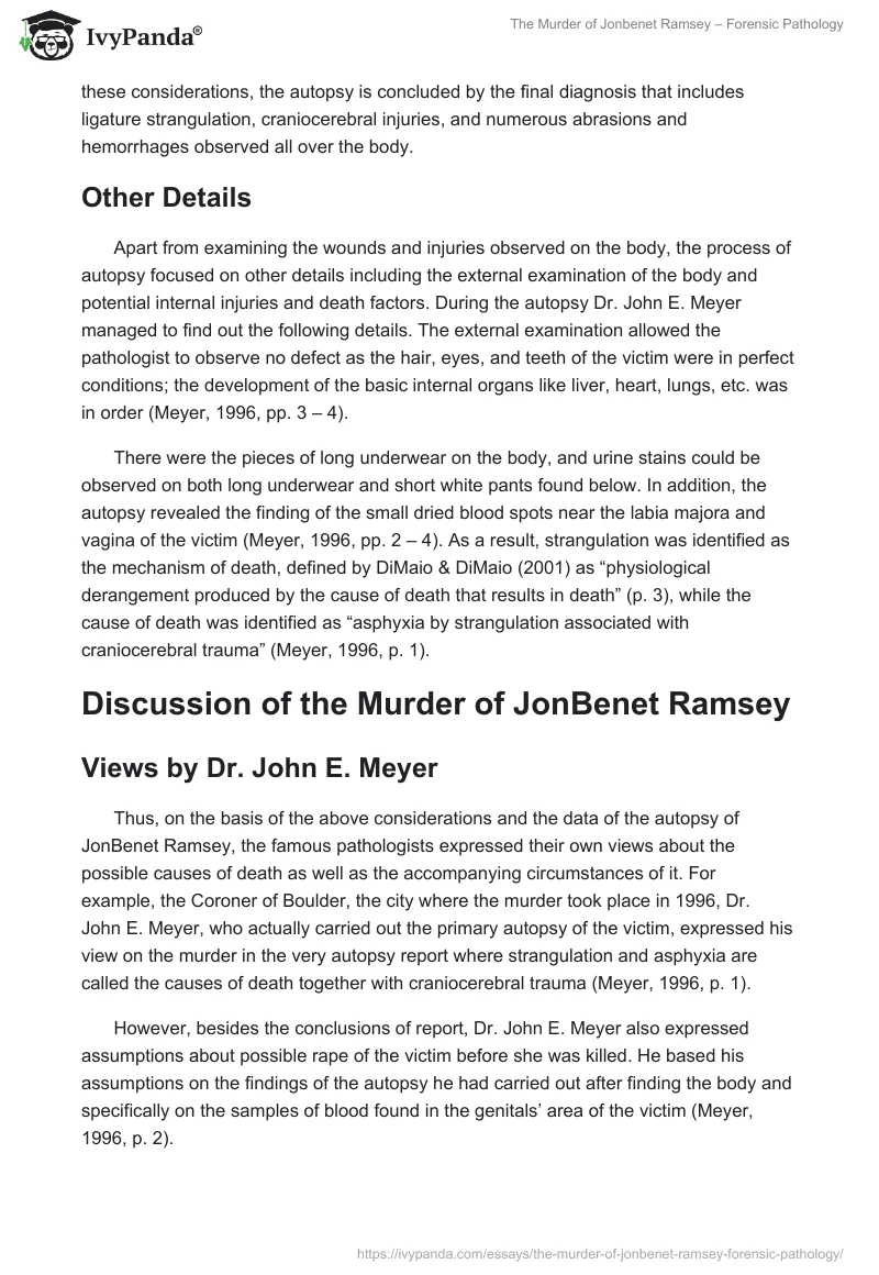 The Murder of Jonbenet Ramsey – Forensic Pathology. Page 3