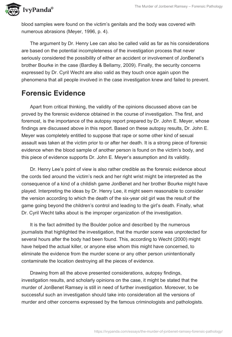 The Murder of Jonbenet Ramsey – Forensic Pathology. Page 5