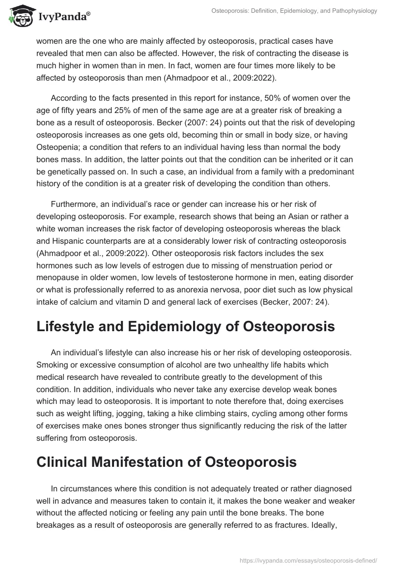 Osteoporosis: Definition, Epidemiology, and Pathophysiology. Page 2