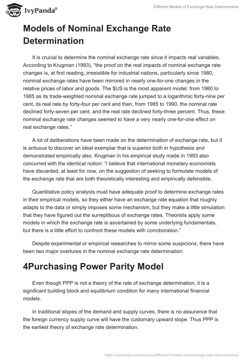 Different Models of Exchange Rate Determination. Page 2