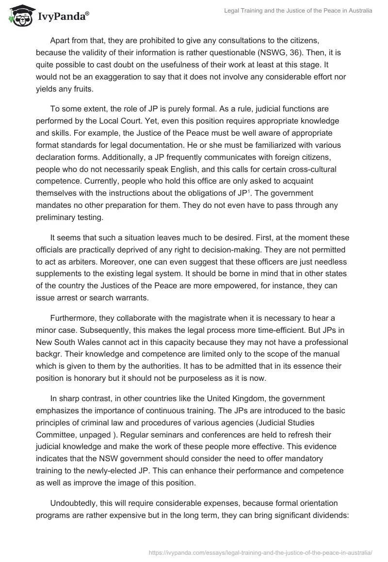 Legal Training and the Justice of the Peace in Australia. Page 2