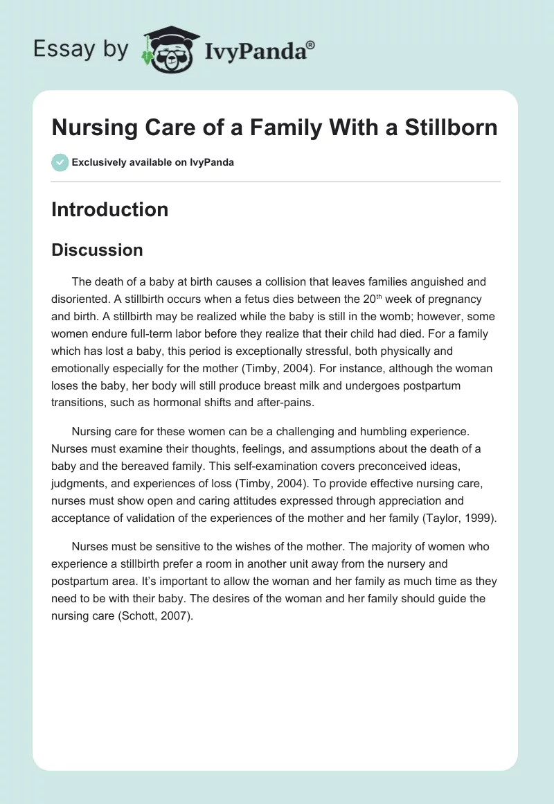 Nursing Care of a Family With a Stillborn. Page 1