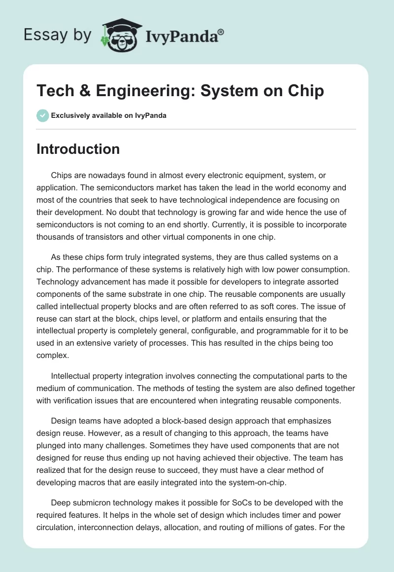 Tech & Engineering: System on Chip. Page 1