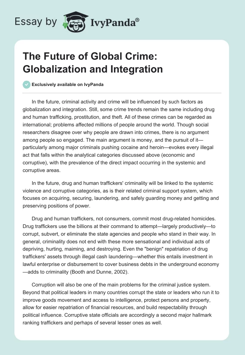 The Future of Global Crime: Globalization and Integration. Page 1