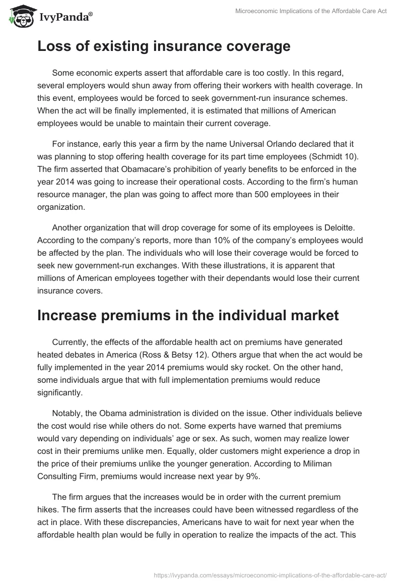 Microeconomic Implications of the Affordable Care Act. Page 4