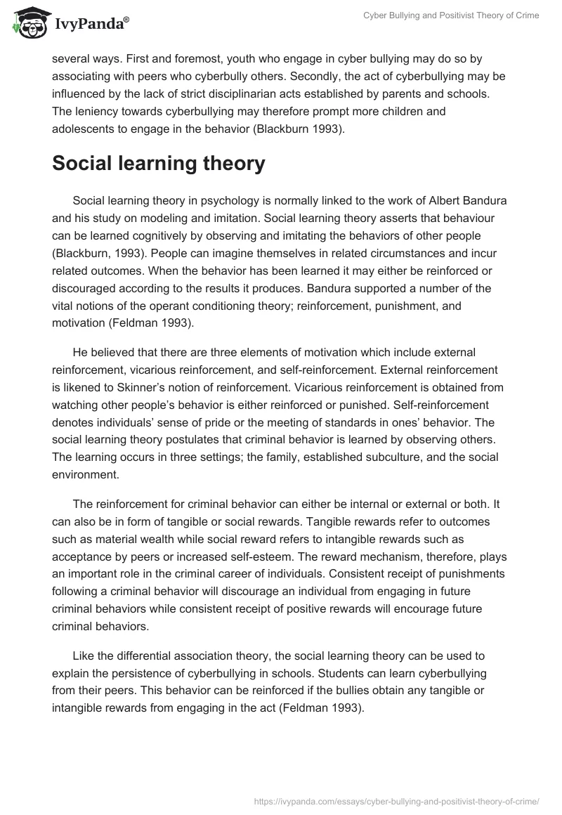 Cyber Bullying and Positivist Theory of Crime. Page 2
