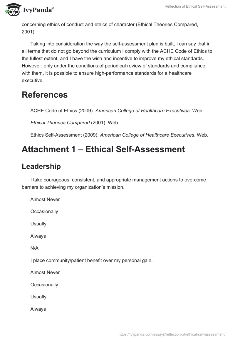 Reflection of Ethical Self-Assessment. Page 3