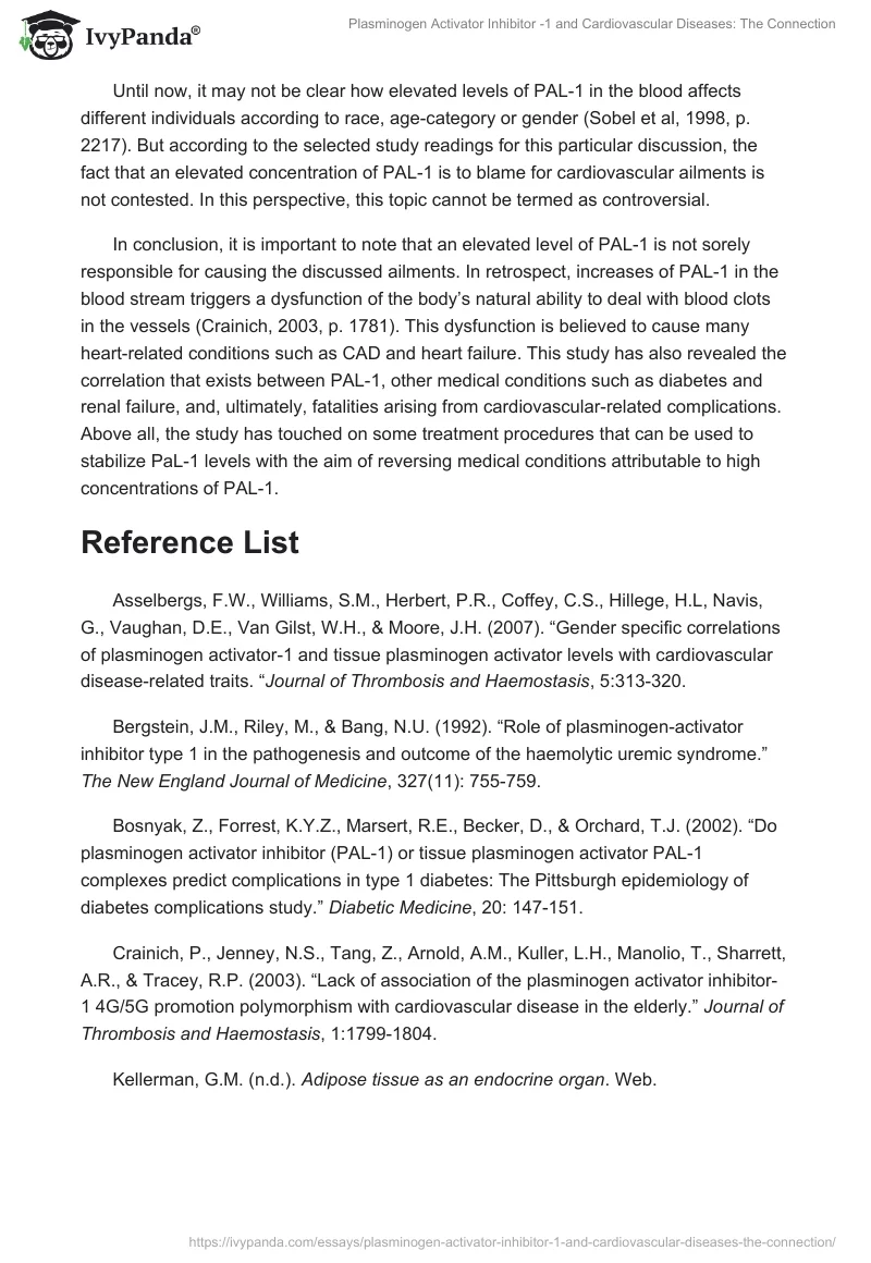 Plasminogen Activator Inhibitor -1 and Cardiovascular Diseases: The Connection. Page 4