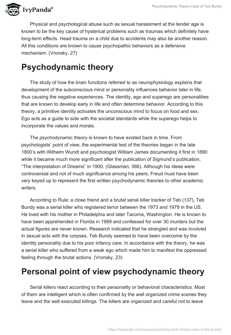 Psychodynamic Theory-Case of Teb Bundy. Page 2