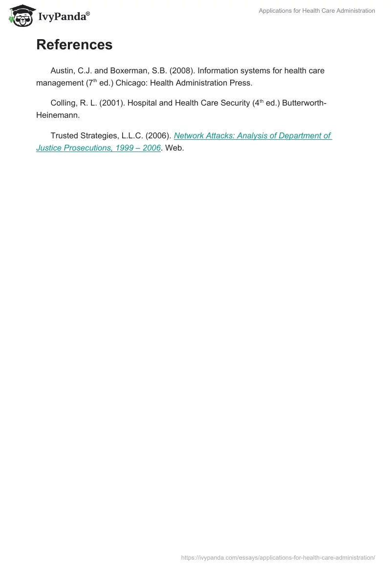 Applications for Health Care Administration. Page 3