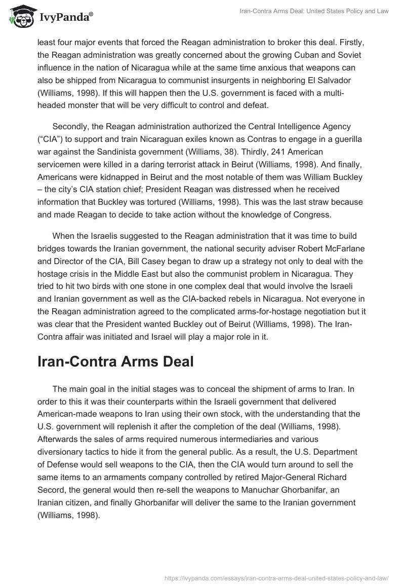 Iran-Contra Arms Deal: United States Policy and Law. Page 2