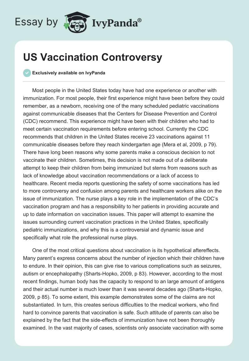 US Vaccination Controversy. Page 1