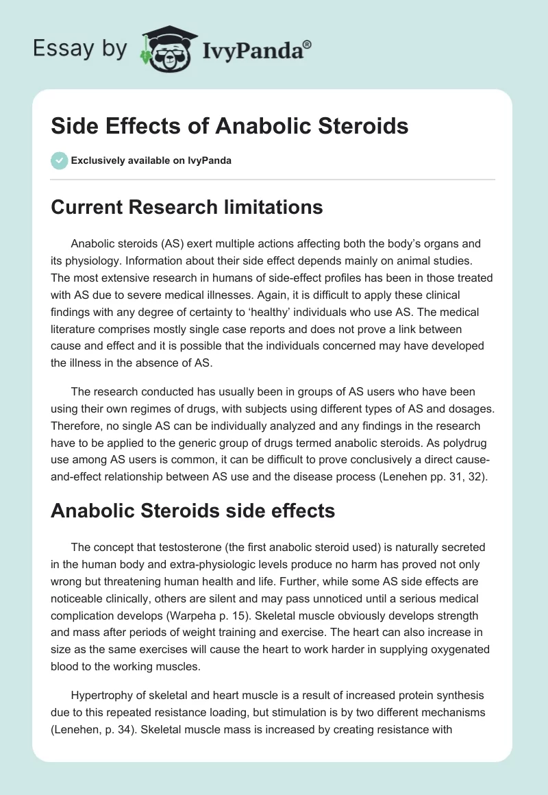 Side Effects of Anabolic Steroids. Page 1