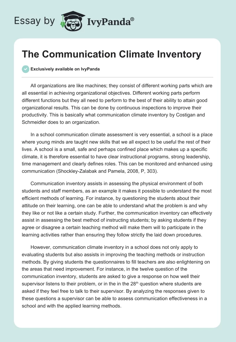 The Communication Climate Inventory. Page 1