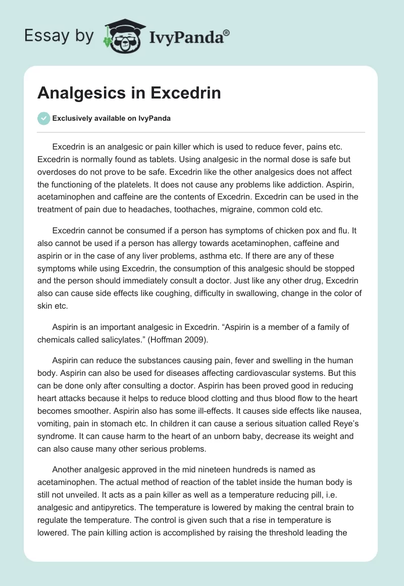 Analgesics in Excedrin. Page 1