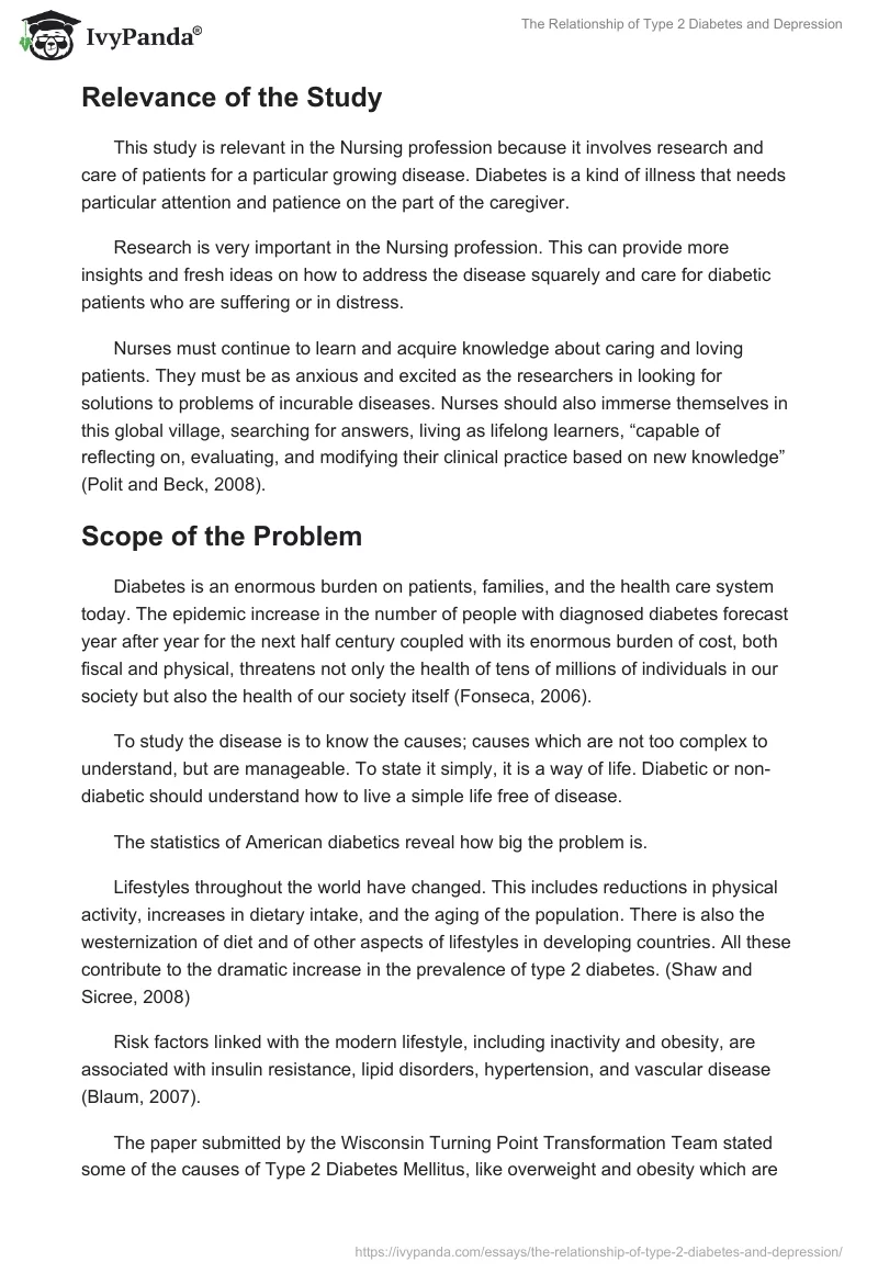 The Relationship of Type 2 Diabetes and Depression. Page 4