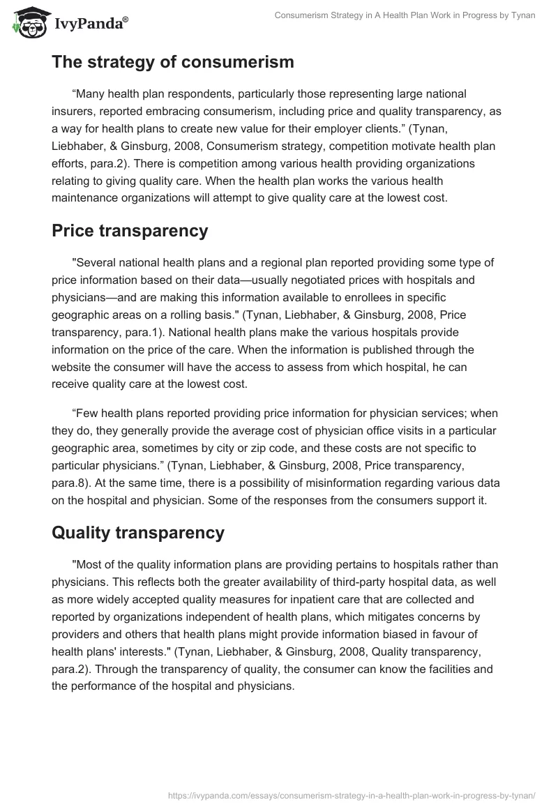 Consumerism Strategy in "A Health Plan Work in Progress" by Tynan. Page 3