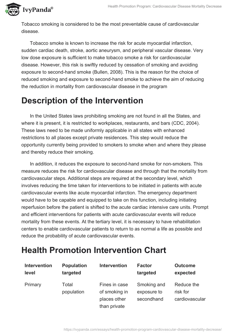 Health Promotion Program: Cardiovascular Disease Mortality Decrease. Page 2