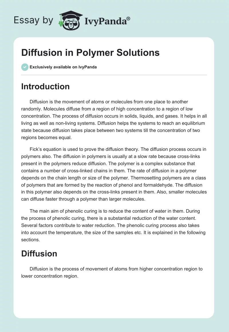 Diffusion in Polymer Solutions. Page 1