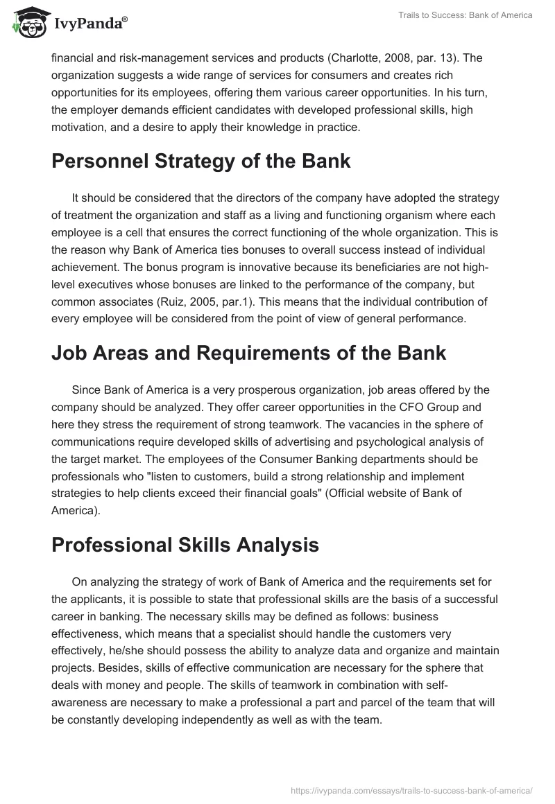 Trails to Success: Bank of America. Page 2