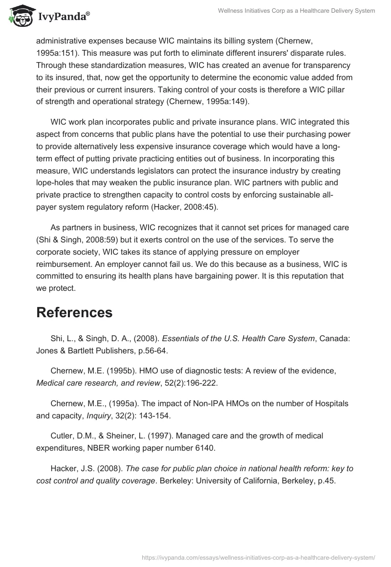Wellness Initiatives Corp as a Healthcare Delivery System. Page 3