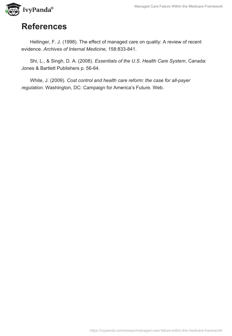 Managed Care Failure Within the Medicare Framework. Page 2