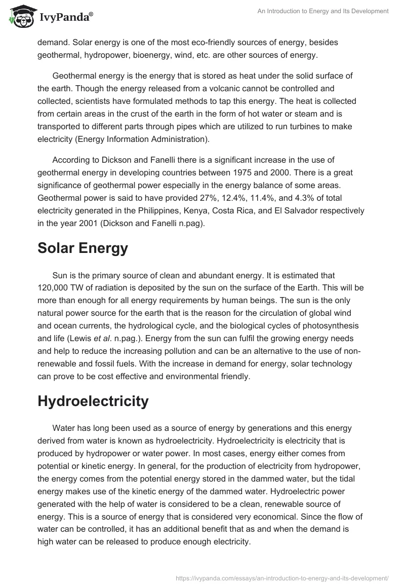 An Introduction to Energy and Its Development. Page 2