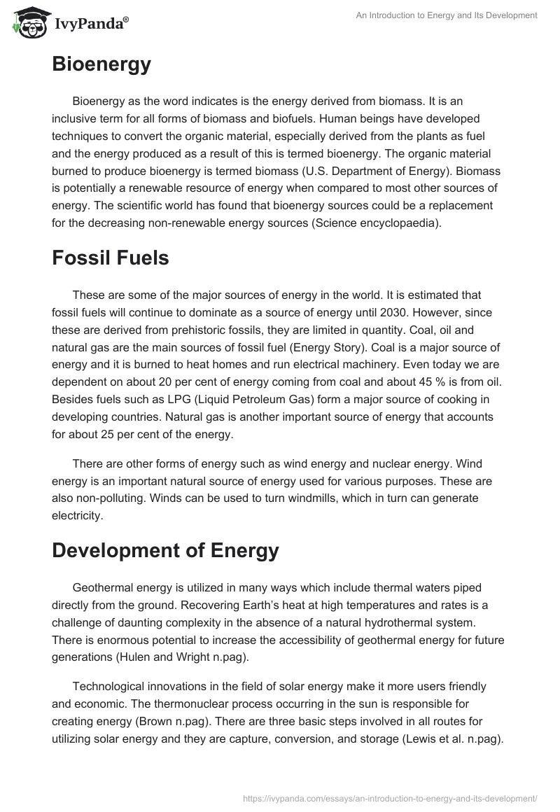 An Introduction to Energy and Its Development. Page 3